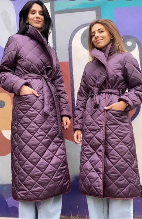 Пальто стеганое фиолет - 